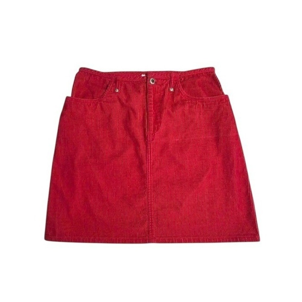 Carolina Blues 90's Y2K Red Corduroy Mini Skirt Vintage Americana Preppy Cotton